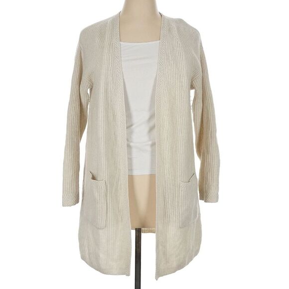 Faherty 100% Cashmere Cloud Cardigan Sweater Cream Ivory Super Soft Pockets XL - Picture 2 of 8